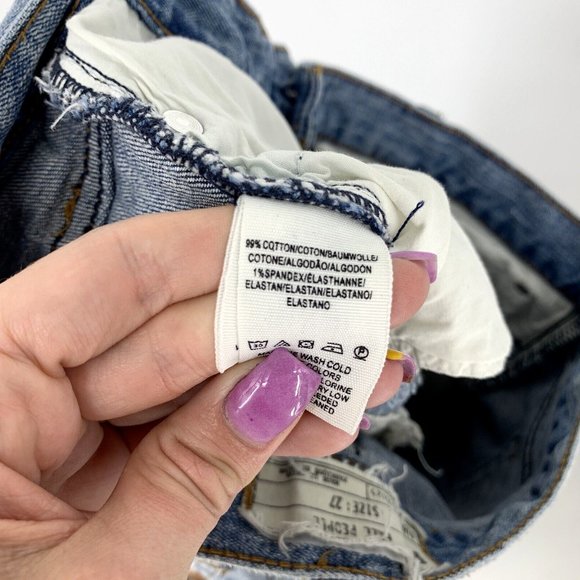 Free People Size 27 Lacey Stilt Distressed Jeans Crochet Button Fly Light Wash‎ - Picture 7 of 10